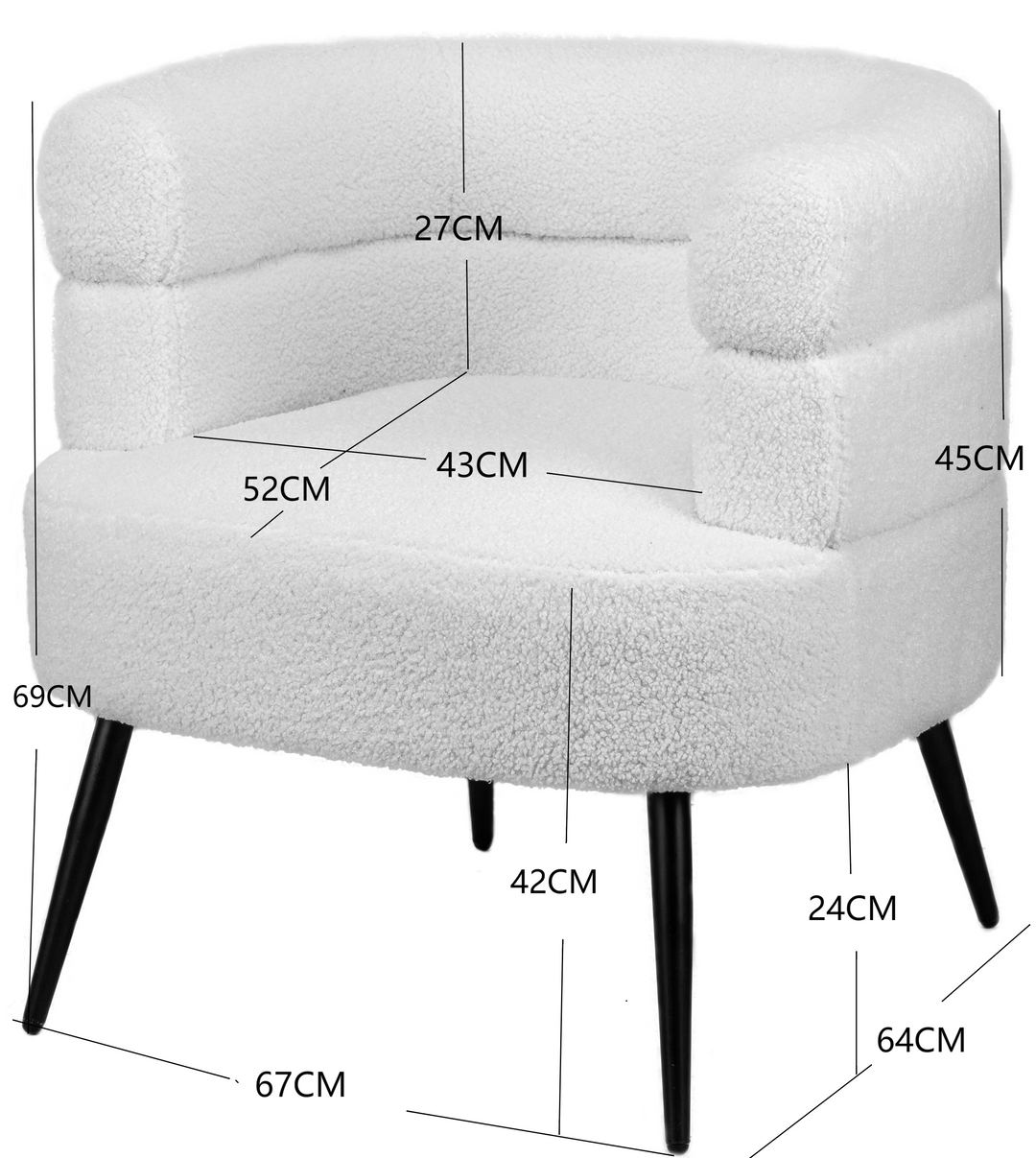 KORGEN Bouclé loungestol i metal og terracotta