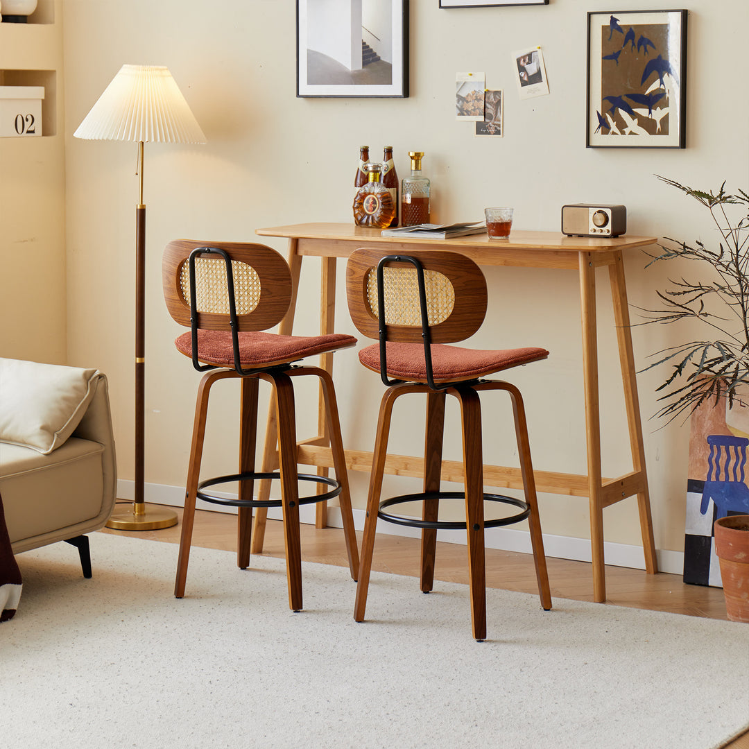 ALESUND Sæt med 2 barstole i asketræ og rattan terracotta