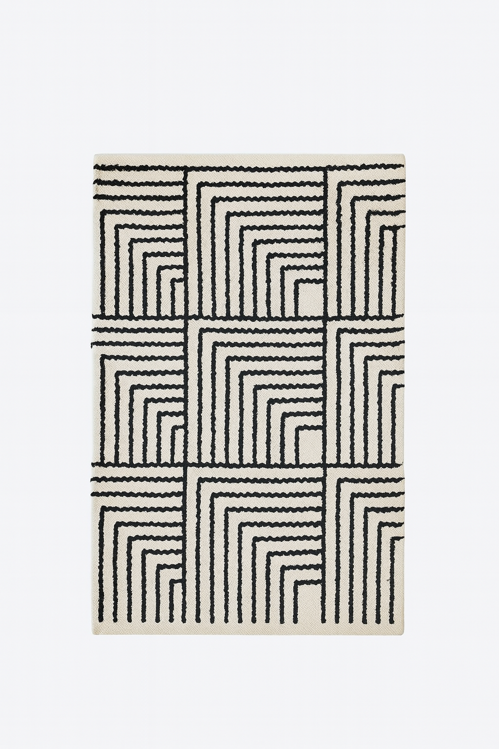 KEVO Rektangulært bomuldstæppe med sorte og beige mønstre 90 x 60 cm