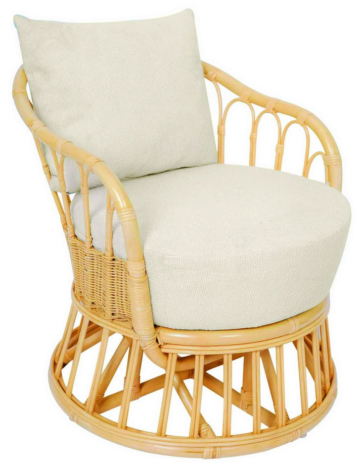 PALOPO Lænestol i naturlig rattan og beige stof