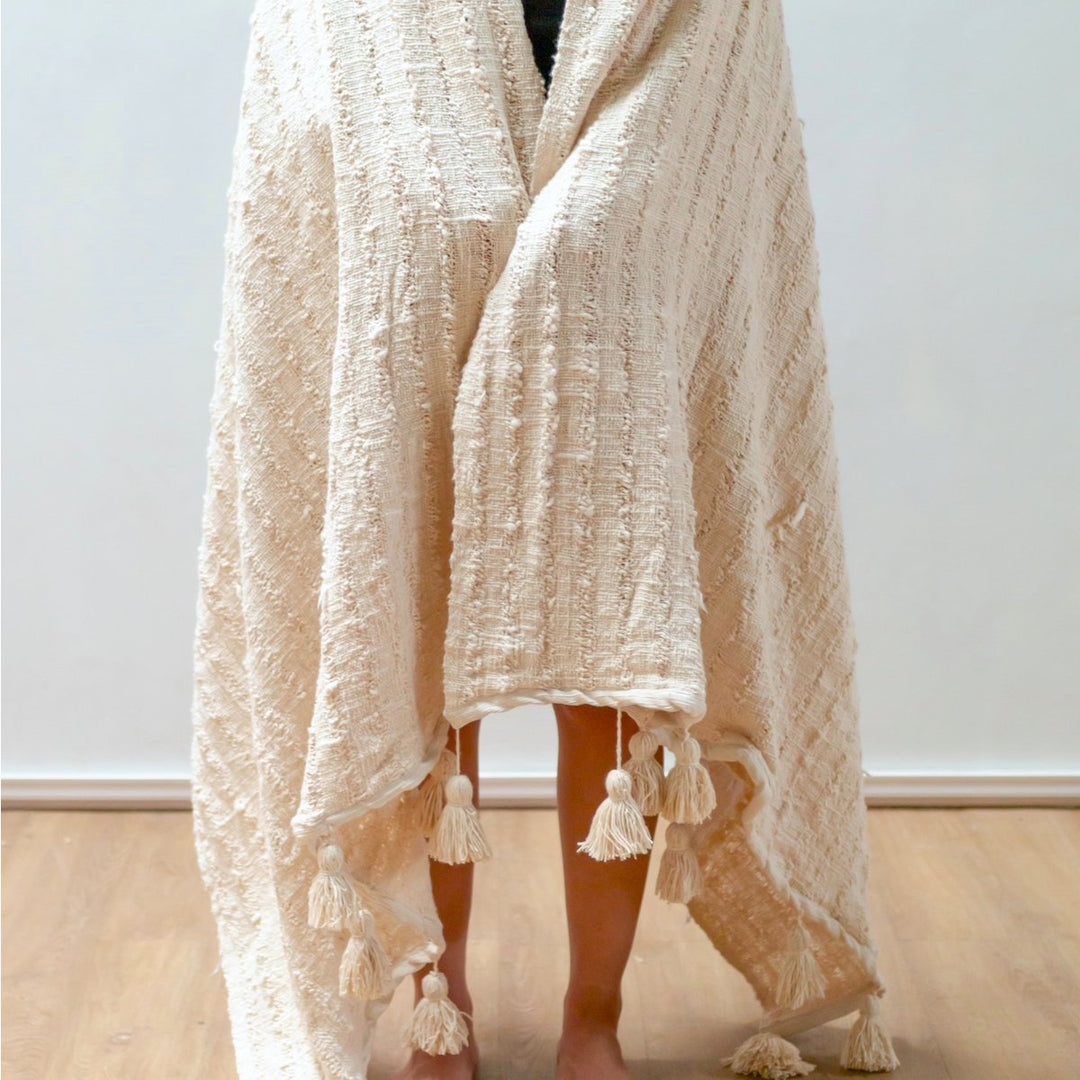 Boho Tæppe Bomuld Tæppe Sengetæppe Sengetæppe Sofa Tæppe 110x200 cm TENUN Håndvævet fra Cotton