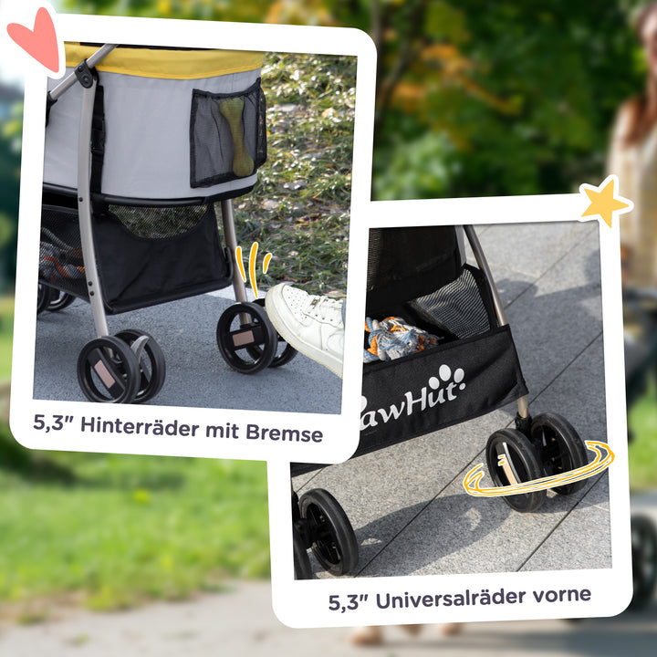 2-I-1 hundevogn hundevogn op til 10 kg sammenklappelig bæretaske bundkurv 82 cm x 49,5 cm x 98 cm gul