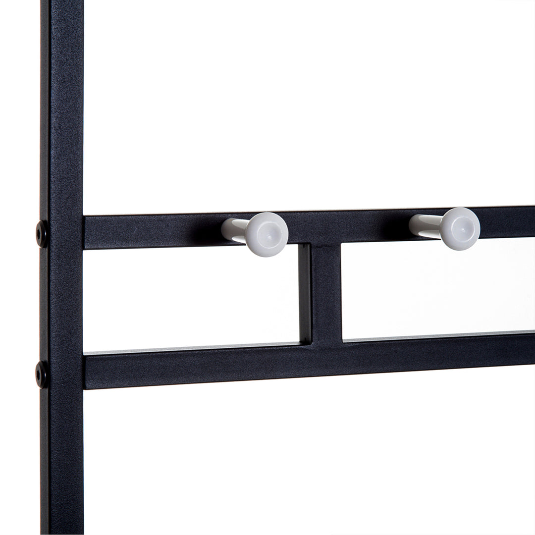 Knagerække med 5 kroge og 2-lags skobænk i metal til entré, soveværelse, 72,5 x 35 x 180 cm