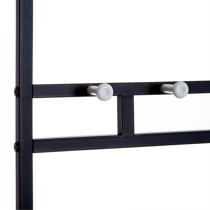 Knagerække med 5 kroge og 2-lags skobænk i metal til entré, soveværelse, 72,5 x 35 x 180 cm