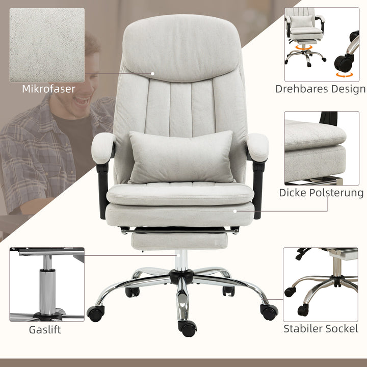 Kontorstol med massage- og varmefunktion, ergonomisk, 66x67x110-118cm, cremehvid