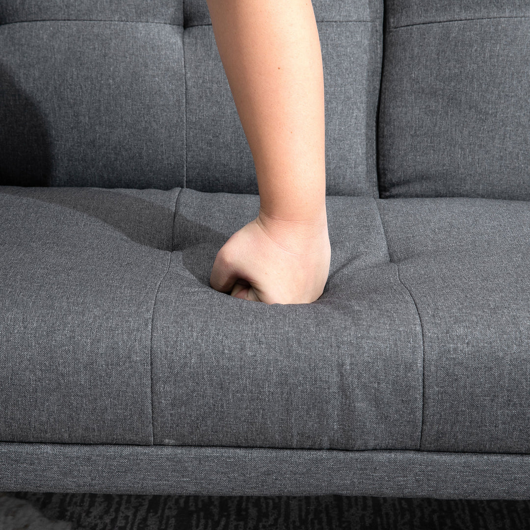 Skandinavisk 3-personers sovesofa med 2 hynder, grå + natur