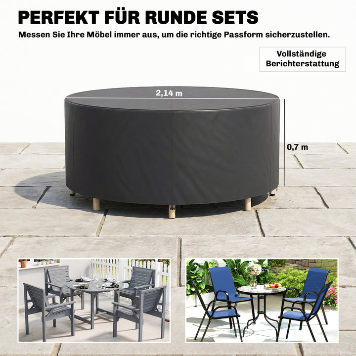 Beskyttelsesovertræk til havemøbler, vinterbestandigt, vandtæt, UV-bestandigt overtræk, 420D Oxford-stof, Ø214x70Hcm, sort