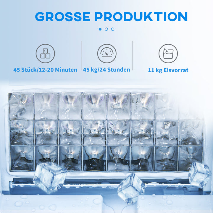 Kommerciel isterningmaskine 45 kg/24H ismaskine med 11 kg opbevaring, LCD-display til restauranter