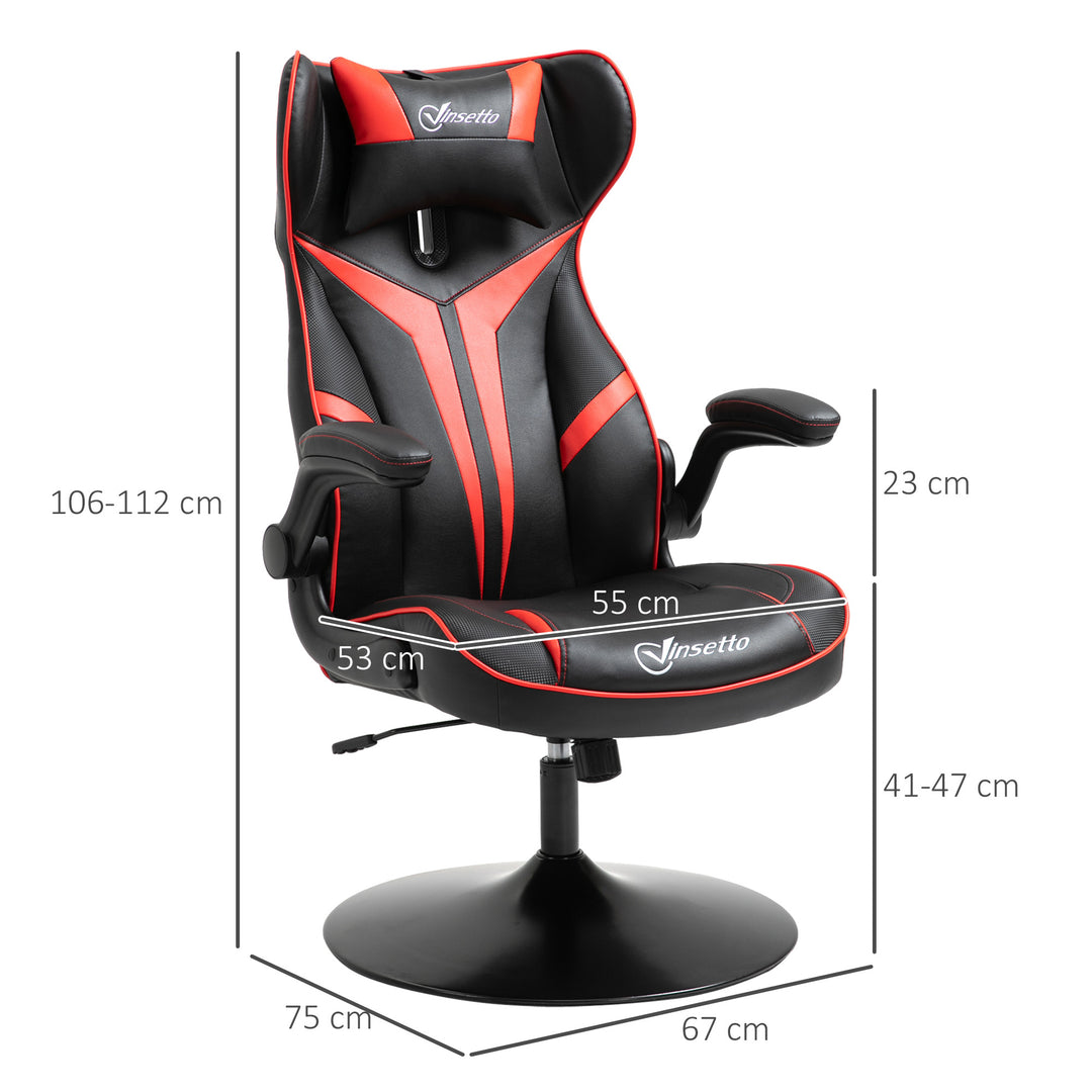 Gaming chair ergonomisk computerstol med gyngefunktion drejestol højdejusterbar stål sort+rød 67 x 70 x 106-112 cm