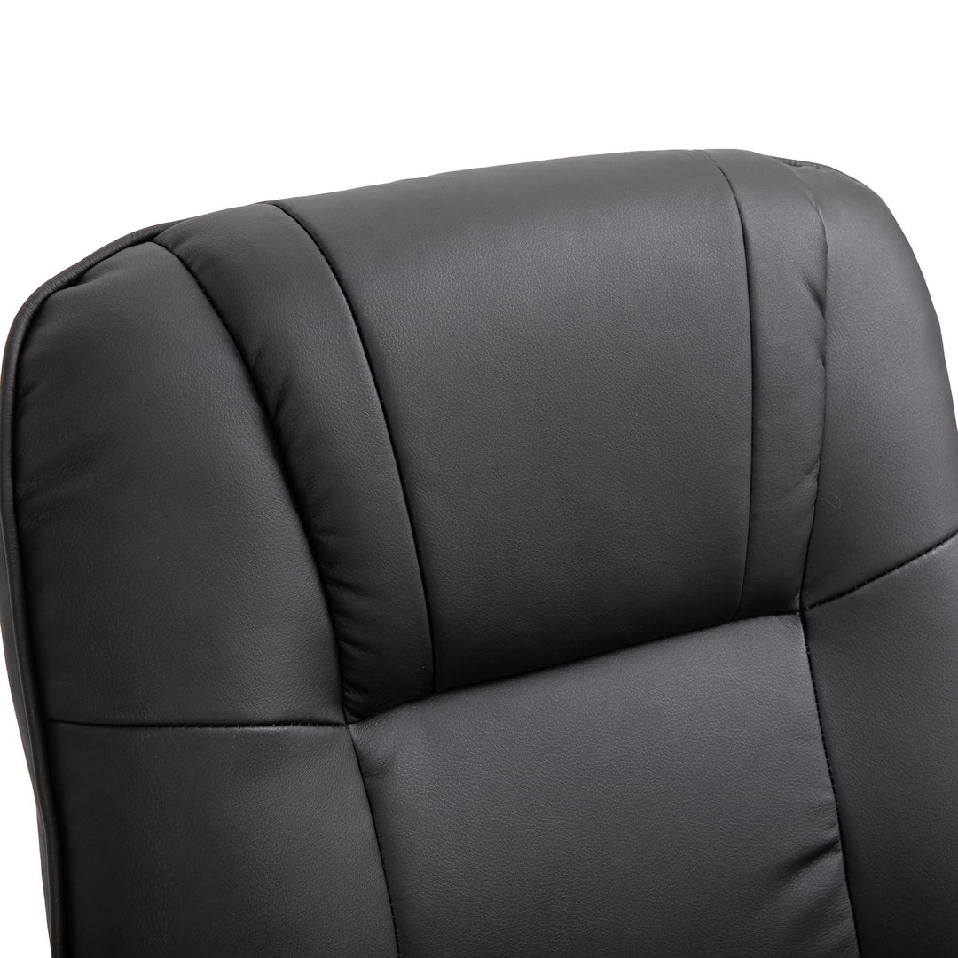 Lænestol med justerbar lænestol, TV-stol, loungestol, kunstlæder, 360° drejestol, 145° vipbar, sort, 78 x 87 x 100 cm