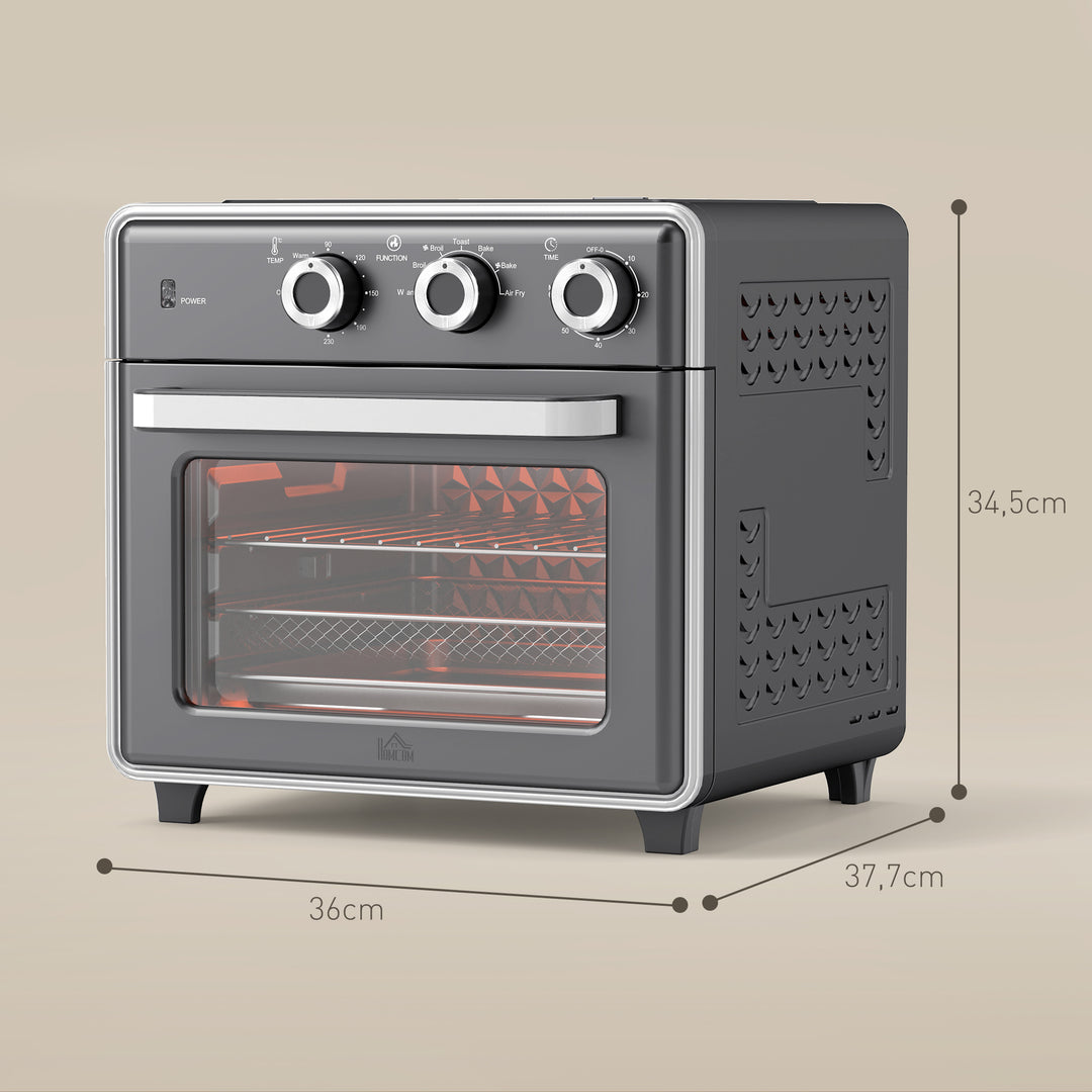 Miniovn, 20l, 5 funktioner, 360° konvektion, grillrist, krummebakke, grå