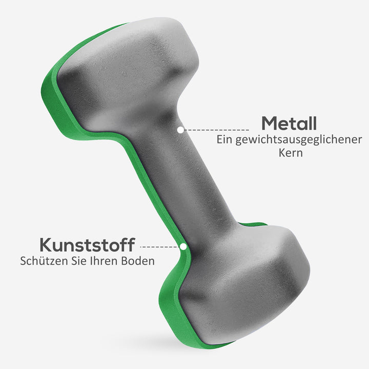 Håndvægtsæt med opbevaringsstativ, sæt med 6 håndvægte til fitnesstræning, 2 x 1 kg, 2 x 3 kg, 2 x 5 kg