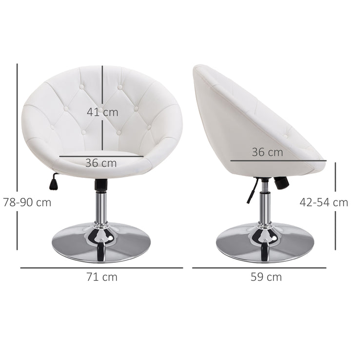 Arbejdsskammel drejeskammel kontorstol forkromet højdejusterbar, kunstlæder + stål, sort/hvid, 71x59x78-90cm (hvid)