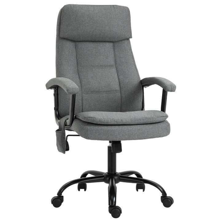 Kontorstol massage højdejusterbar executive chair gaming chair med massagefunktion, ergonomisk drejestol massagestol lændemassage hørfornemmelse grå 63 x 70 x 112-121 cm