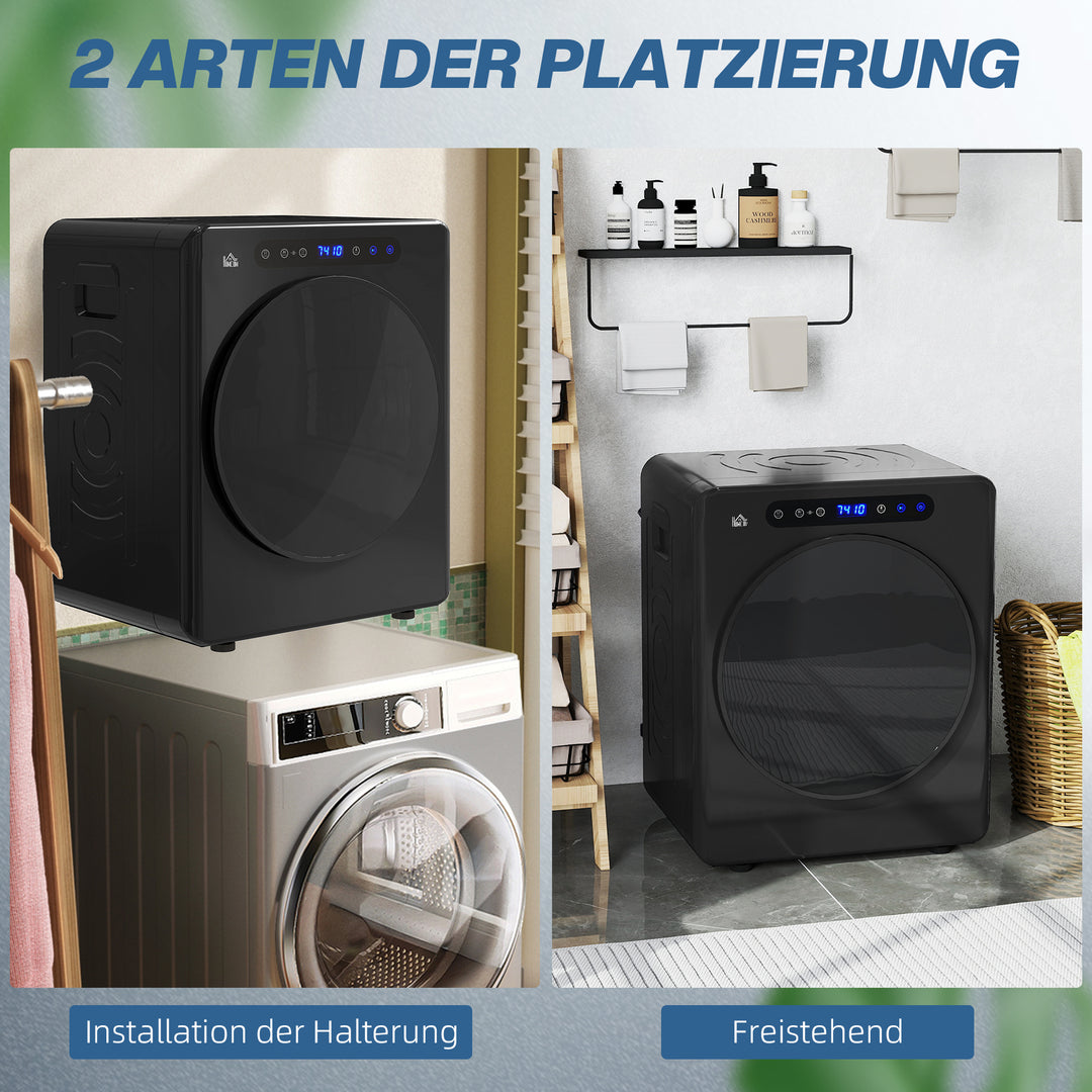 Tørretumbler, 6 programmer, 40-60°c, 4 kg kapacitet, kompakt, touch-betjening, sort