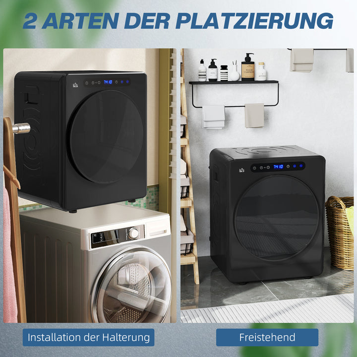 Tørretumbler, 6 programmer, 40-60°c, 4 kg kapacitet, kompakt, touch-betjening, sort