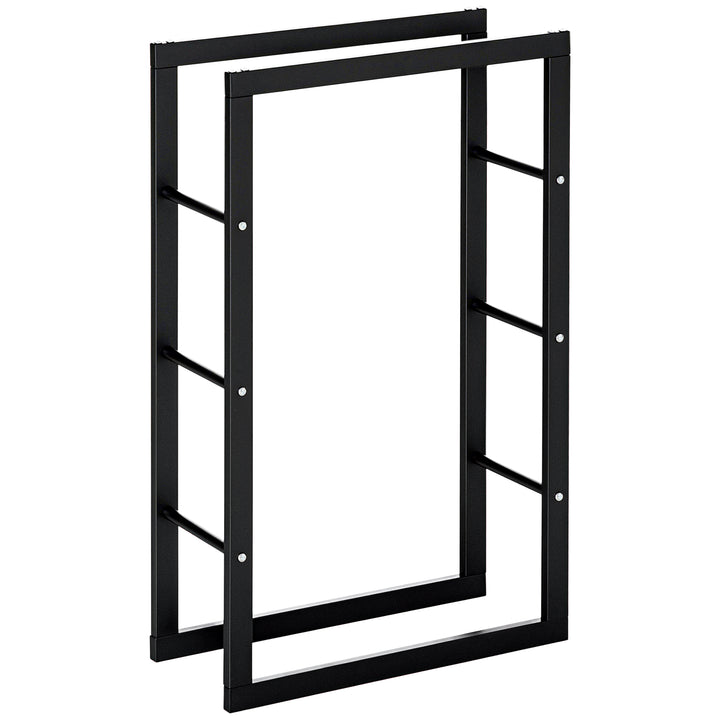 Brændehylde metal 60 x 25 x 100 cm brændehylde stablingshjælp stålramme op til 100 kg brændehylde udendørs brændehylde brændehylde til have terrasse udendørs sort