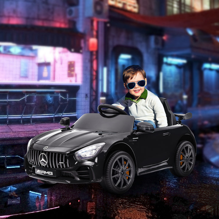 Elektrisk kørebil, mercedes, 3-5 km/t, fjernbetjening, lys og musik, sort