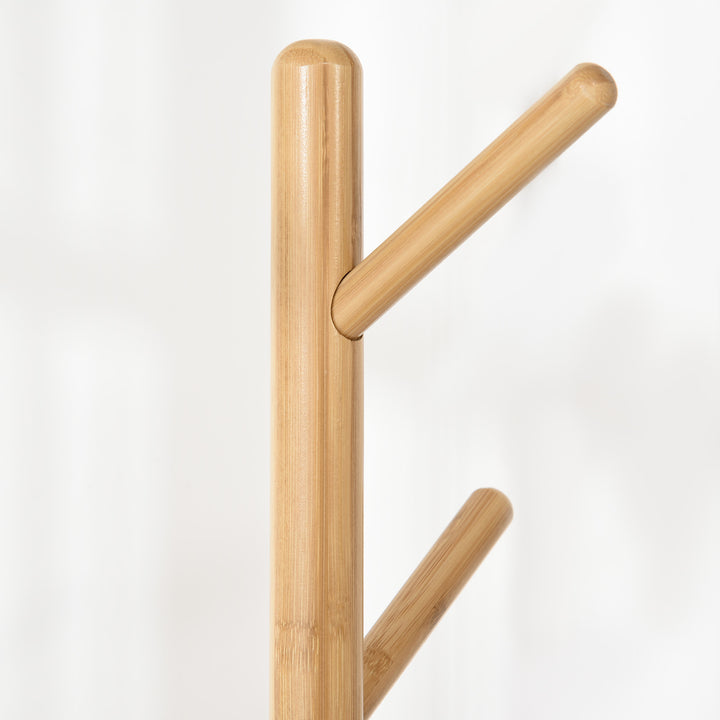 Knagerække med sidebord i skandinavisk design, 5 knagerækker, 39,5 cm x 39,5 cm x 171 cm, natur + hvid