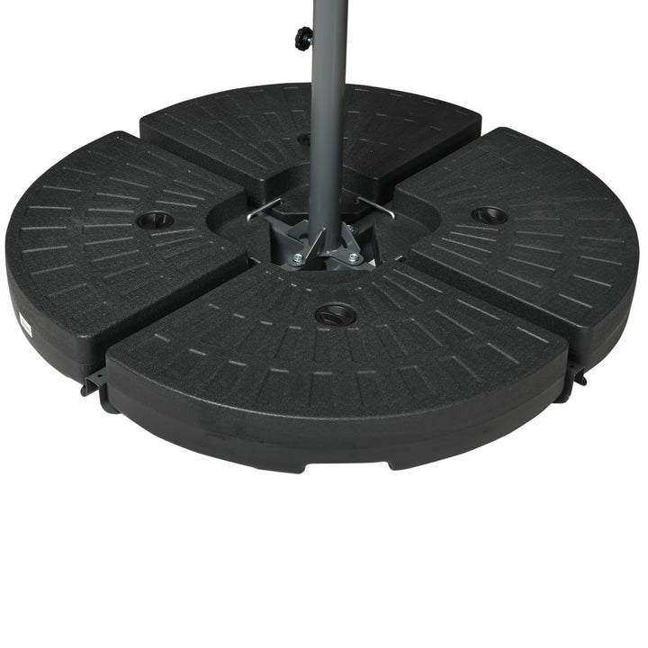 Parasol med myggenet, inklusive håndsving, ventilationsåbning, 295 cm x 295 cm x 260 cm, hvid + sort