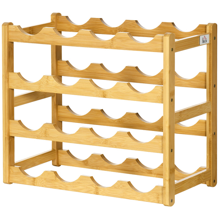 Bambus vinreol til 16 vinflasker, 4 hylder, 43 cm x 23,5 cm x 38 cm naturfarvet