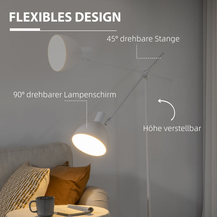 Industriel gulvlampe, højdejusterbar, med gulvkontakt; 30 m x 30 cm x 131 cm, sort