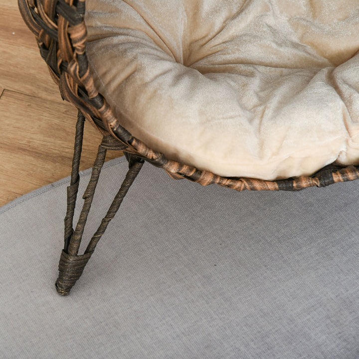 Rattan kattehus med hynde katte soveplads kattehule med hævede fødder brun 52 x 58 cm