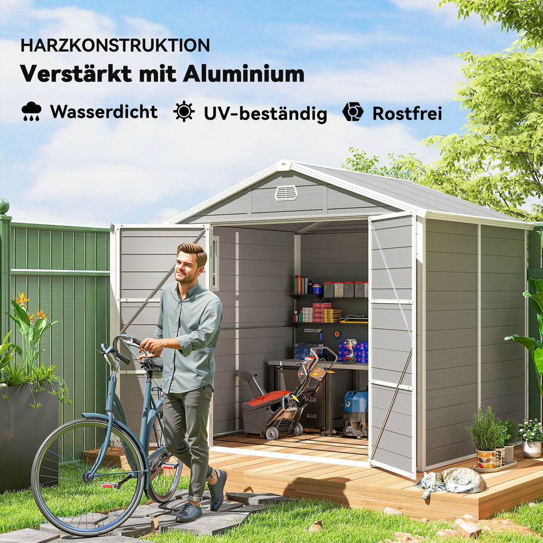 Redskabsskur, 4,1 m², haveskur med skråtag, 240 x 190 x 180/228 cm