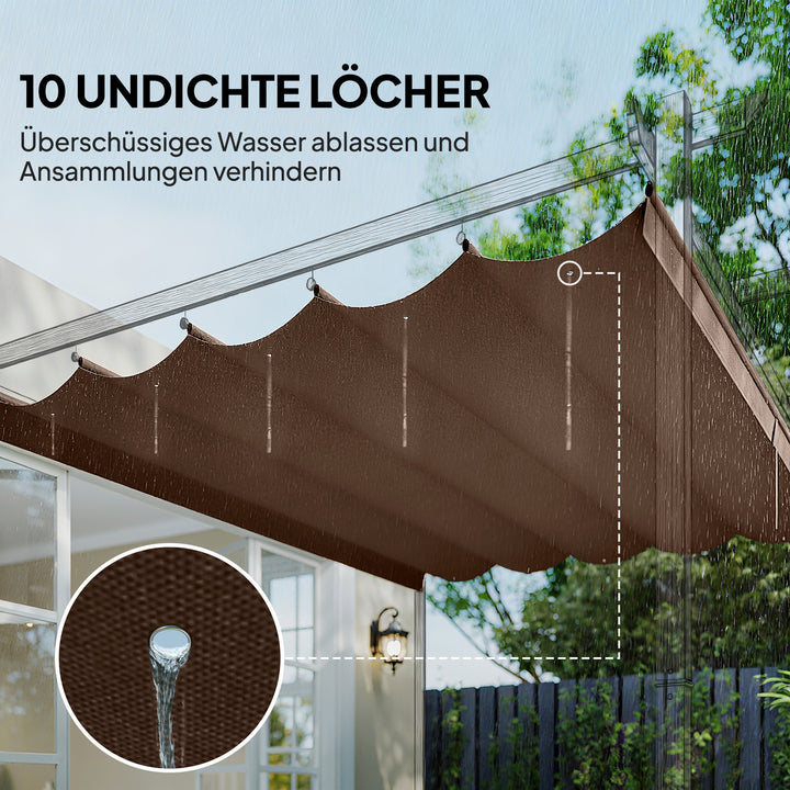 Udskiftningstag til 3 x 3 m pergola, udtrækkeligt, med drænhuller til regnvand, vejrbestandigt, polyester, 250 x 255 cm Kaffe