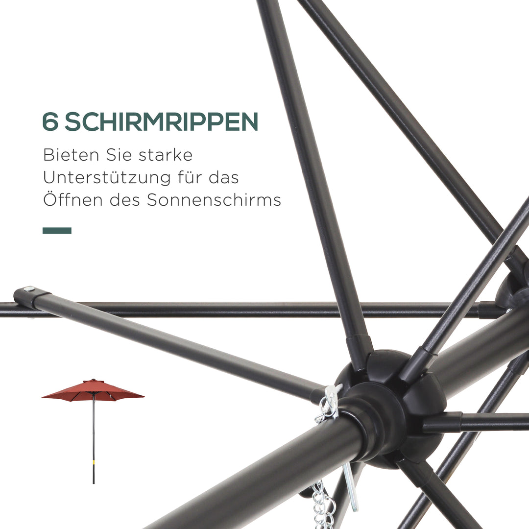 Parasol Ø196 cm, sekskantet balkonparasol til strand, balkon, have, vinrød