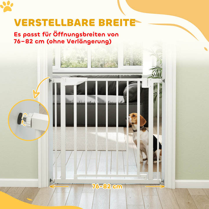 Trappeport, barriereport uden boring, med automatisk lukning til børn, køkken, trappe, 76-82 x 76 cm, hvid