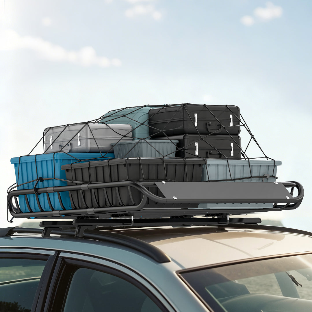 Universal tagbøjle/kurv med forrude, op til 68 kg, 116 x 92 x 11,5 cm til SUV'er og lastbiler, sort