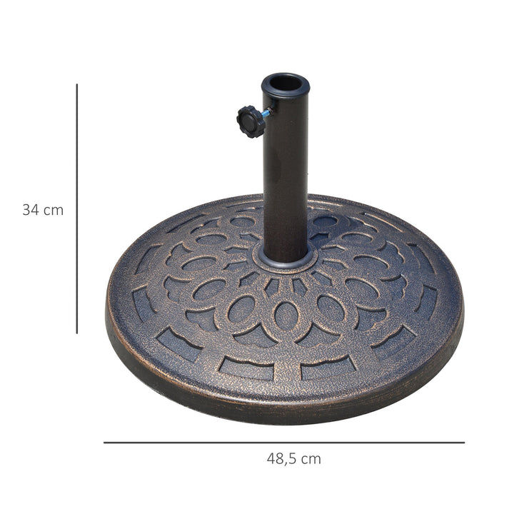 Parasolfod i harpiks, 14 kg, med håndtag, rund parasolholder, til parasoller med 38 mm/48 mm stangdiameter, til altan, terrasse, have, bronze