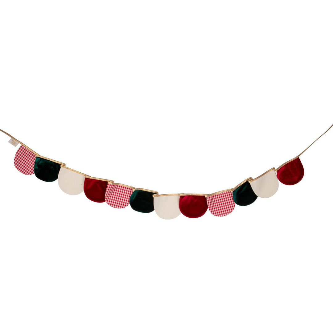 "Rødternet" Holiday Velvet Guirland med Half Moons