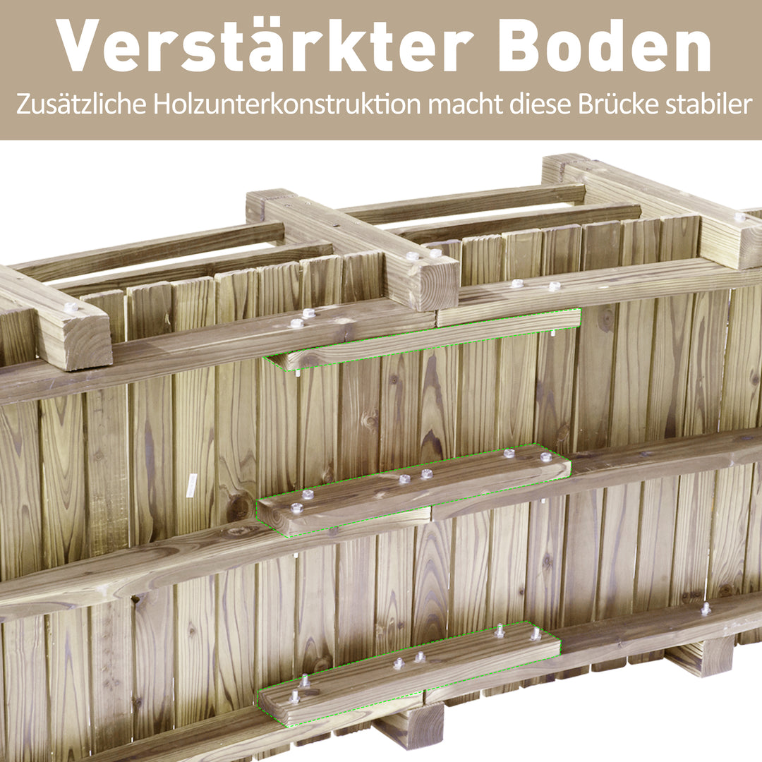 Havebro, træbro, trægangbro, dambro, dekorativ bro med rækværk, op til 180 kg, fyrretræ, natur, 152,5 x 67 x 48 cm