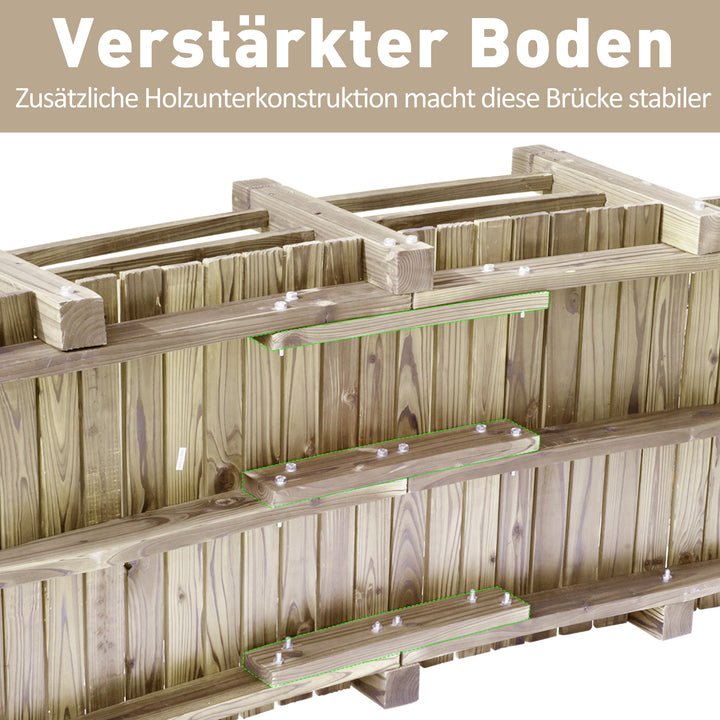Havebro, træbro, trægangbro, dambro, dekorativ bro med rækværk, op til 180 kg, fyrretræ, natur, 152,5 x 67 x 48 cm