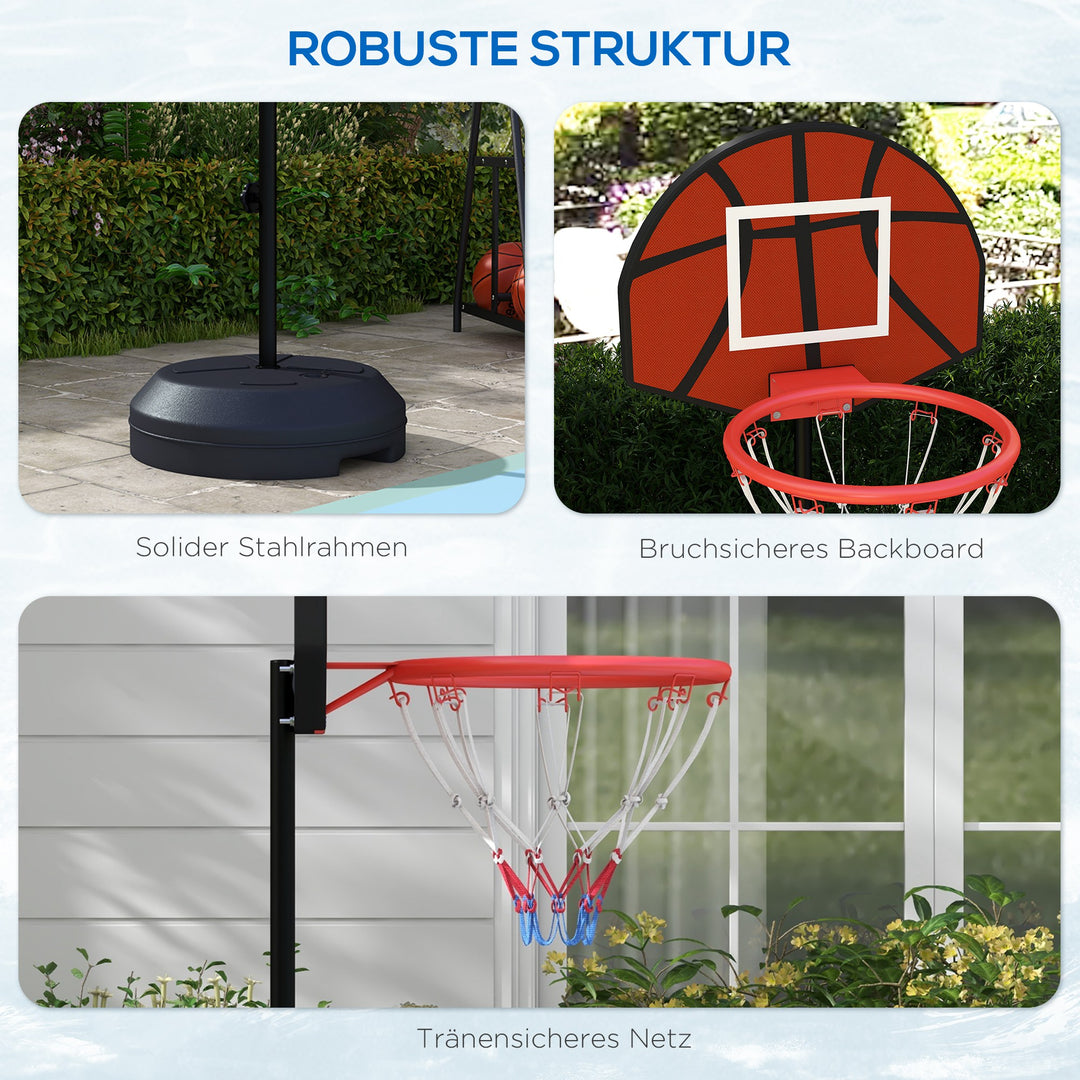 Basketballstativ, højdejusterbar, magnetisk dartskive, 98-148 cm, sort