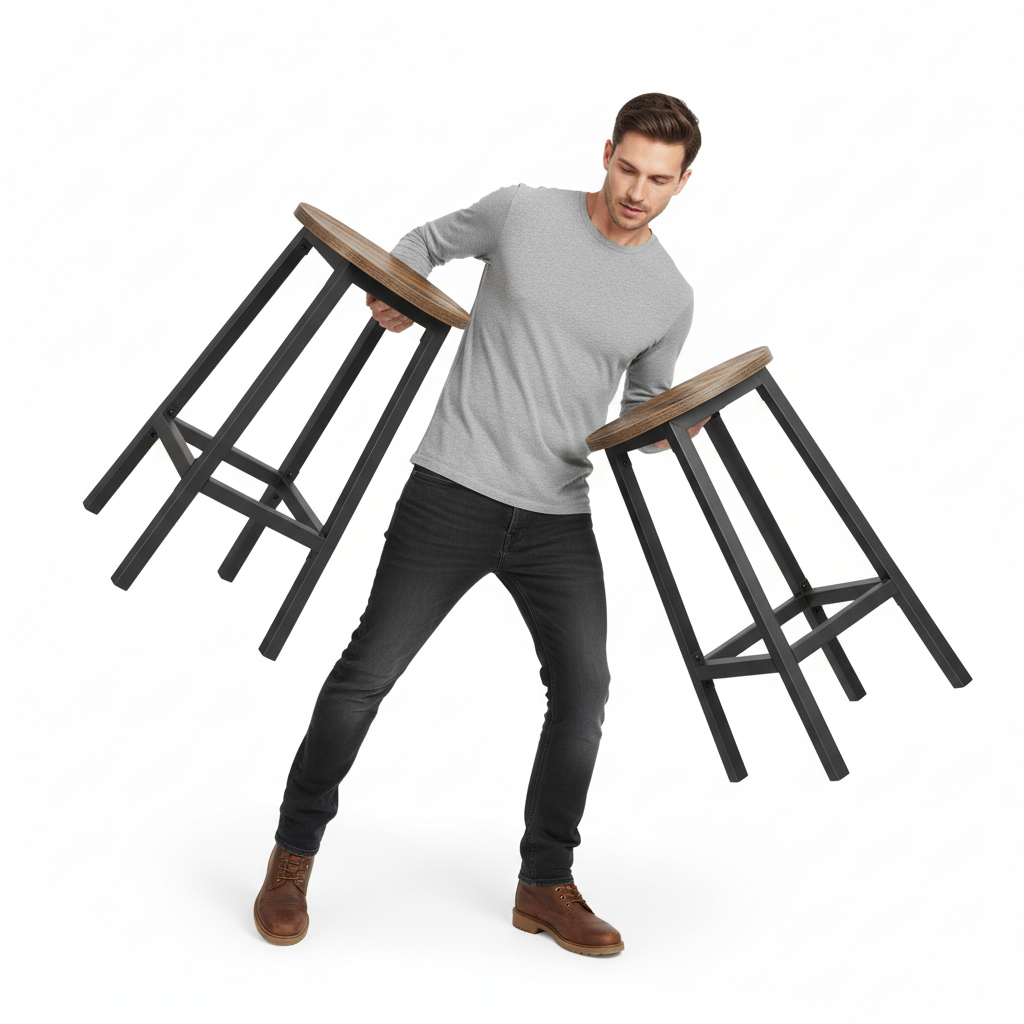 Sæt med 2 x skamler / barstole, retro-look, brun