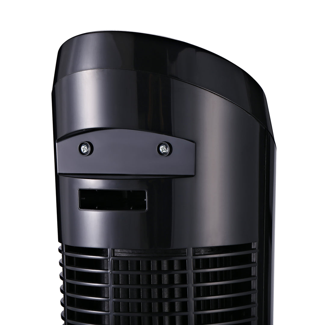 45W tårnventilator, stille design, 3 hastighedsindstillinger, 70° oscillation, ABS, sort, Ø27 x H75 cm