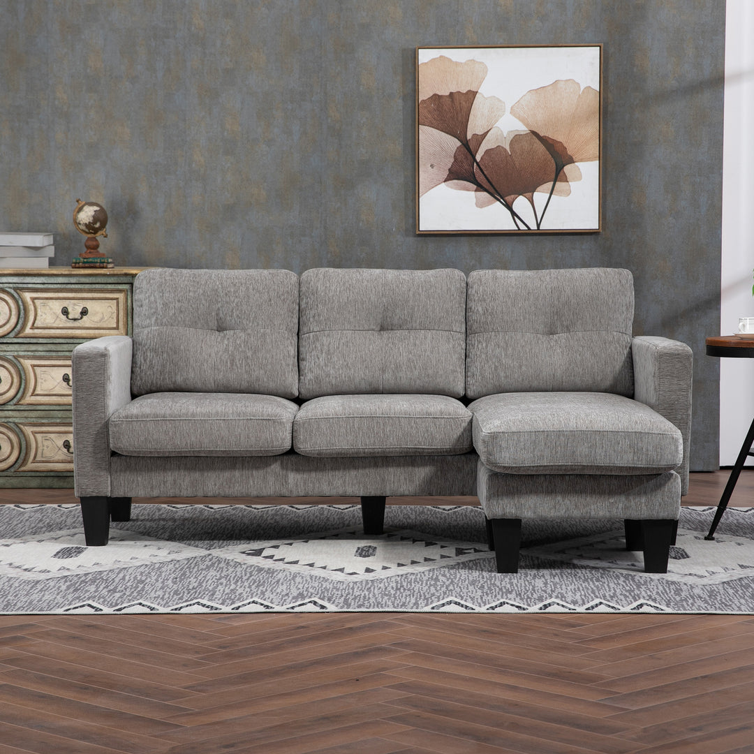 Hjørnesofa, hjørnesofa med vendbar chaiselong, L-formet sofa, polstring i linnedlook, 186 x 130 x 84 cm, brun