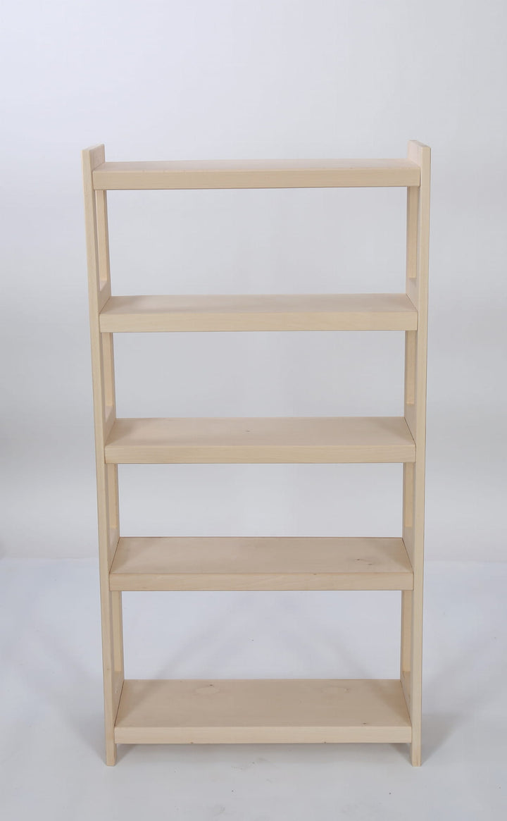 Bogreol i bøgetræ, 5 hylder,, 136x60x25 cm