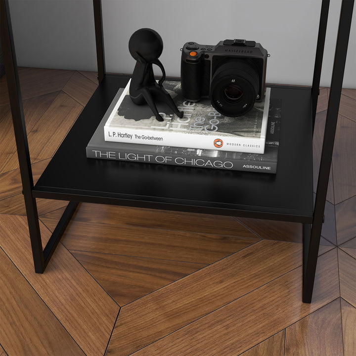 Sidebord i industrielt design, sofabord, natbord, 1 hylde, sort