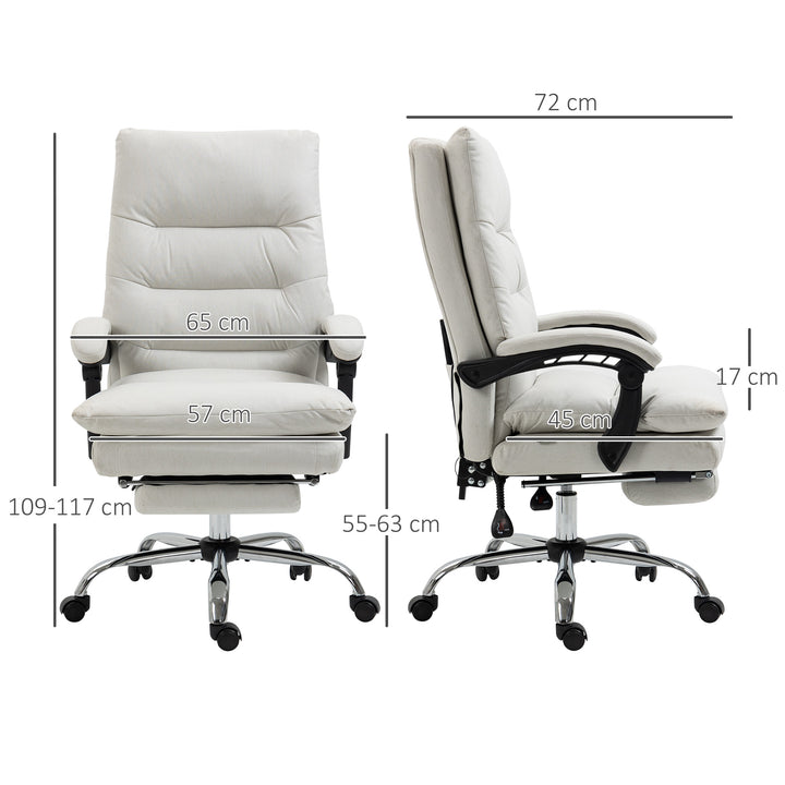 Kontorstol med massagefunktion, opvarmet, vipbar, kunstlæder, 65x72x109-117cm, cremehvid