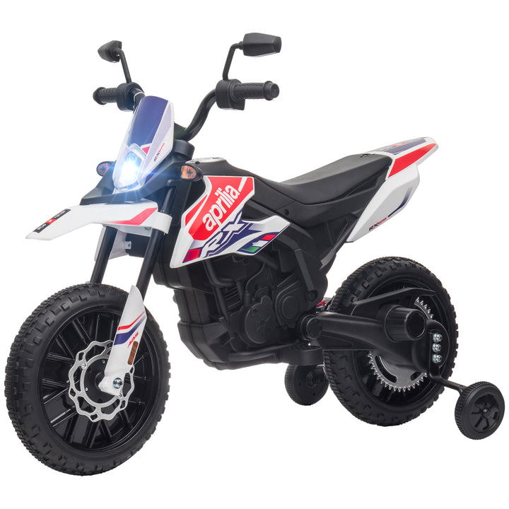 12V børnemotorcykel med støttehjul, led-lys, musik, usb, elmotorcykel til drenge og piger, hvid