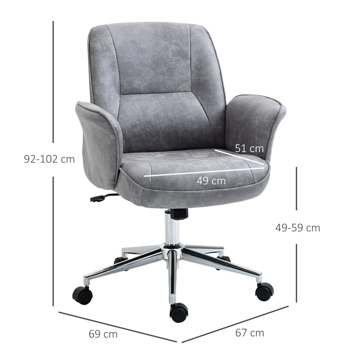 Kontorstol med gyngefunktion, højdejusterbar drejestol, ergonomisk arbejdsstol, moderne, lasteevne op til 120 kg, mikrofiber, lysegrå, 67 x 69 x 92-102 cm