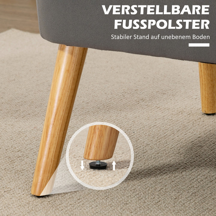 Sofa retro design 2-personers sofa, træben, 117 cm x 56,5 cm x 77 cm, mørkegrå