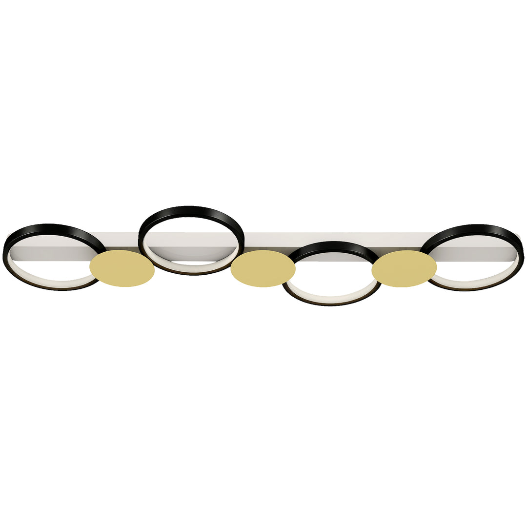 LED loftlampe 38W 1500LM 3000K-6500K, loftlampe til stue med 4 pærer, fjernbetjening, sort+guld