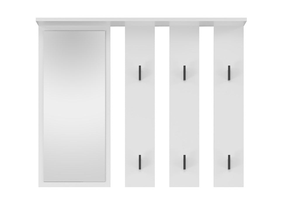 Knagerække med hylde og spejl, hvid