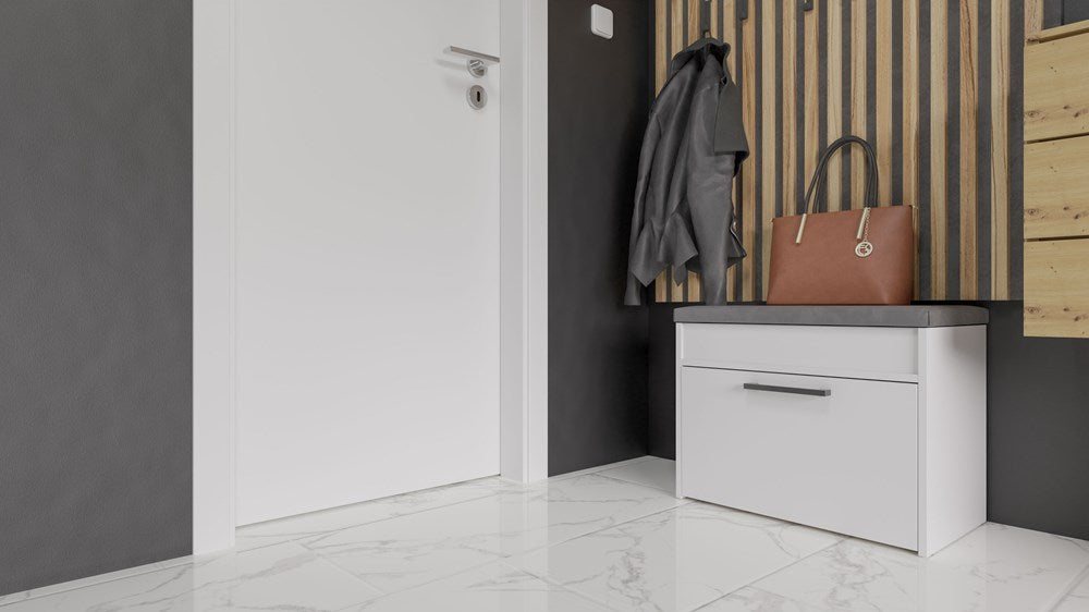 Skobænk med siddeplads og opbevaringsrum, Dybde: 35 cm Bredde: 60 cm Højde: 49 cm