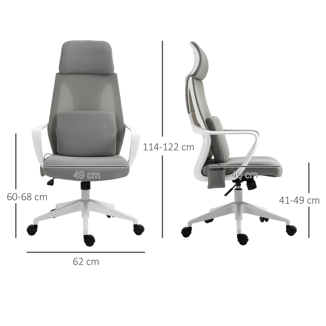 Kontorstol, højdejusterbar drejestol, massagestol, ergonomisk lederstol med massagefunktion, spillestol, nylon, grå, 62 x 60 x 114-122 cm